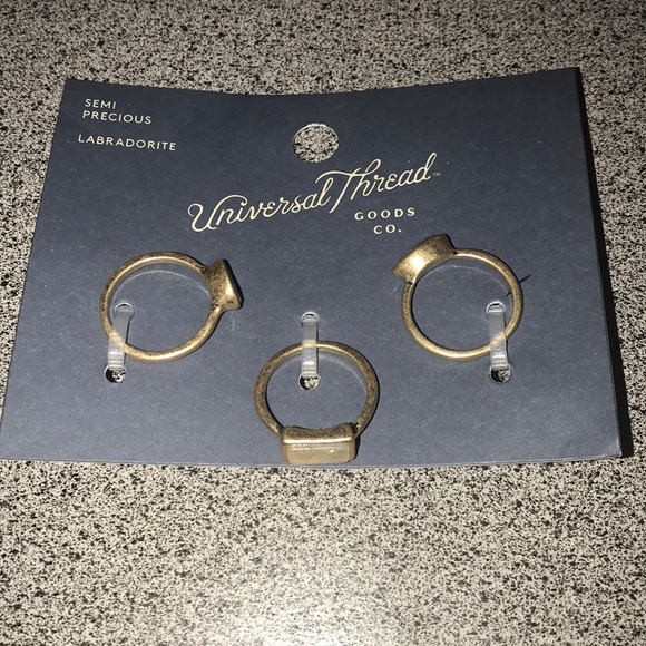 NWT semi precious Labradorite trio rings - Picture 3 of 6